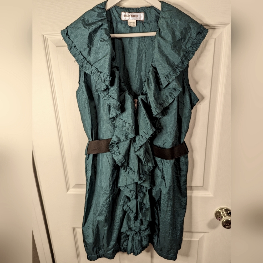 Urban Mango teal blue ruffle front dress with elastic belt size large
